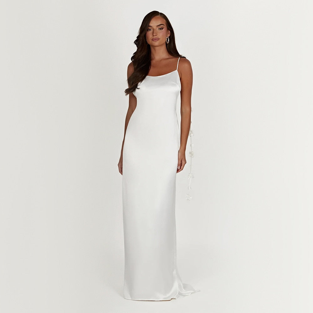 Lydia Maxi Dress White Elegance & Sexy Backless – stylesofsheba