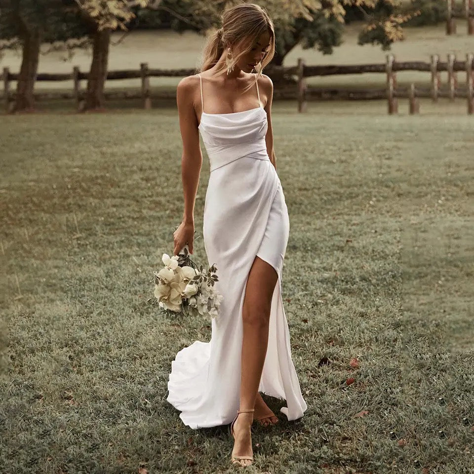 Sexy Backless Wedding Dress in Crepe, Mykonos Gown