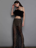 Feather Bandage Cropped Top &  Long Skirt