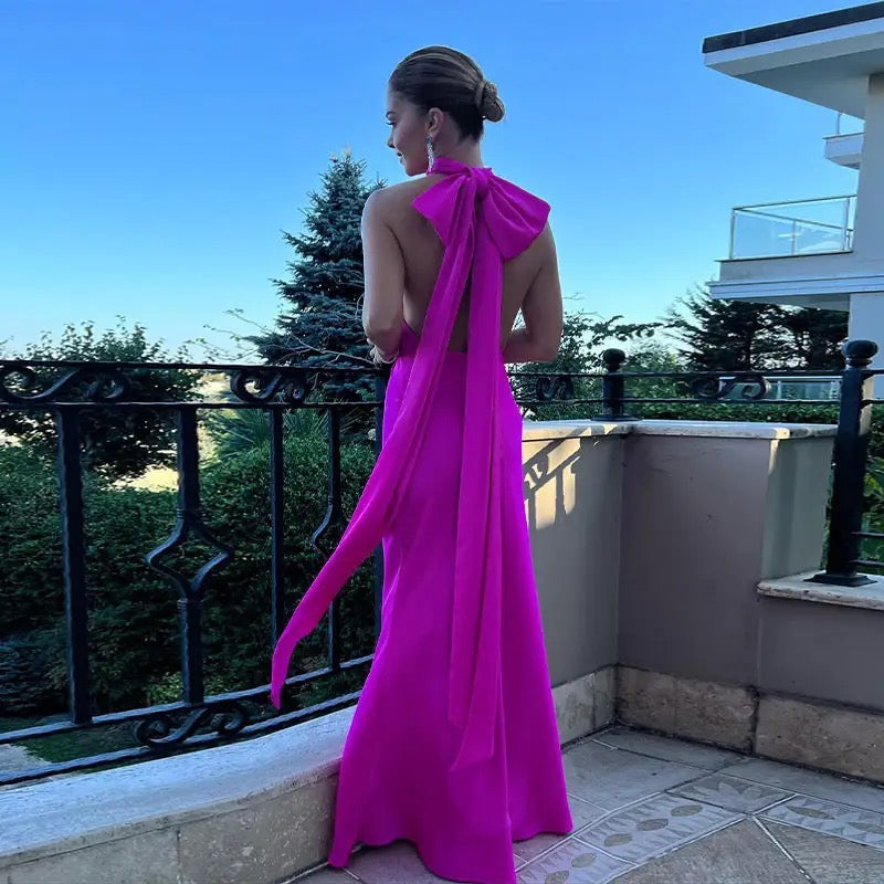 Audrey Lace Up Silk Dress