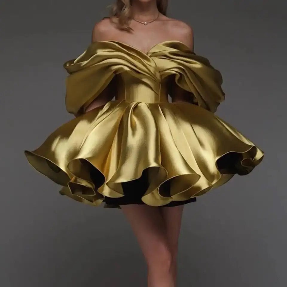 Glossy Satin Fold Dress