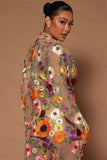 Floral Design Two Piece Suit