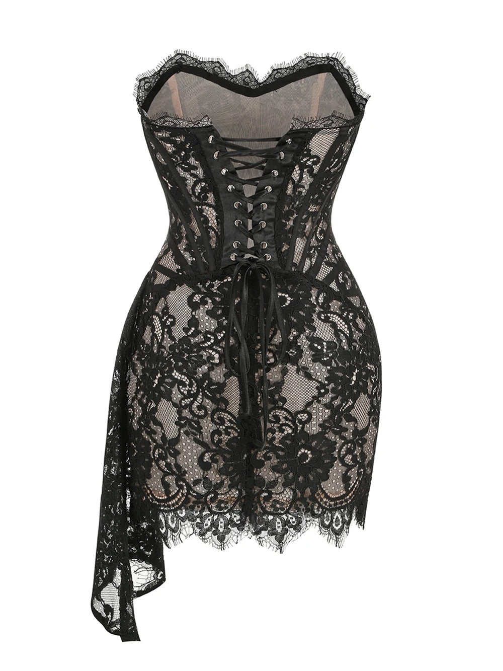 Lace Strapless Ruched Sexy Mini Dress