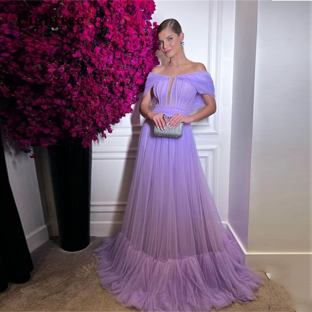 Dubai Off The Shoulder Tulle Gowns