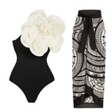 Ava One-Shoulder Ruffled Print Sexy Swimwear Dress
