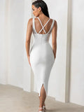 White Midi Bodycone Bandage Dress