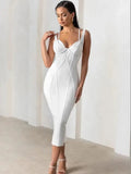 White Midi Bodycone Bandage Dress