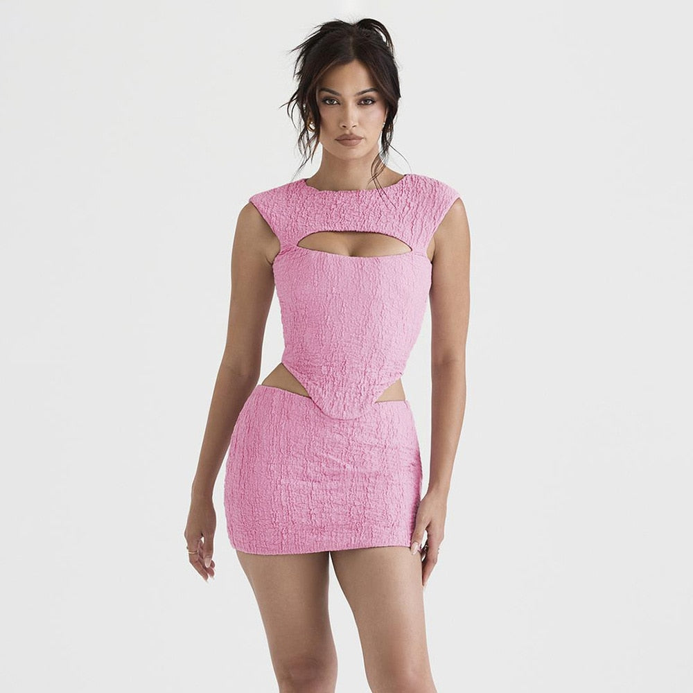 Ruby Pink 2-Piece Set Sleeveless Party Dress