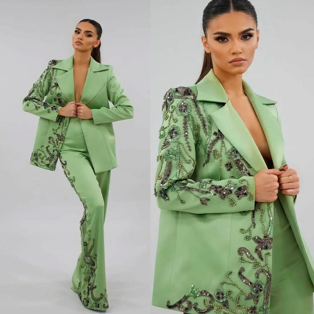 Women's 2-Piece Tailored Formal Loose Evening Party Blazer Suit Set