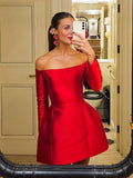 Vintage Off Shoulder Red Stain Mini Dress